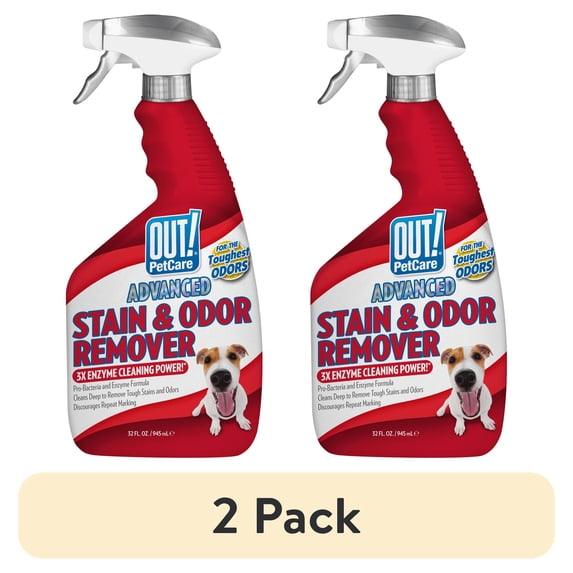 (2 pack) Out Advanced Pro-Bacteria Dog and Cat Stain and Odor Remover - 32oz.