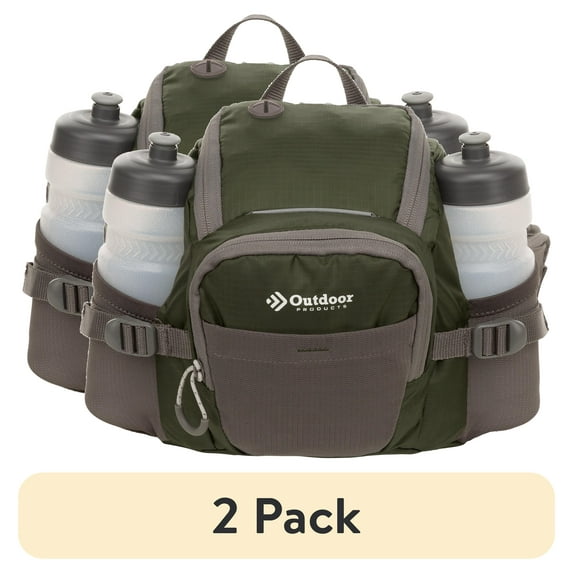 (2 pack) Outdoor Products Durable Unisex Fanny Packs Sonora 8.5 Ltr, Polyester, Green Solid Print