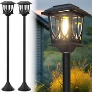 2 pack Outdoor Solar Post Lights, 40" Dusk to Dawn Solar Lamp Posts, Waterproof Floor Lamps for Yard, Garden, Patio, Warm White