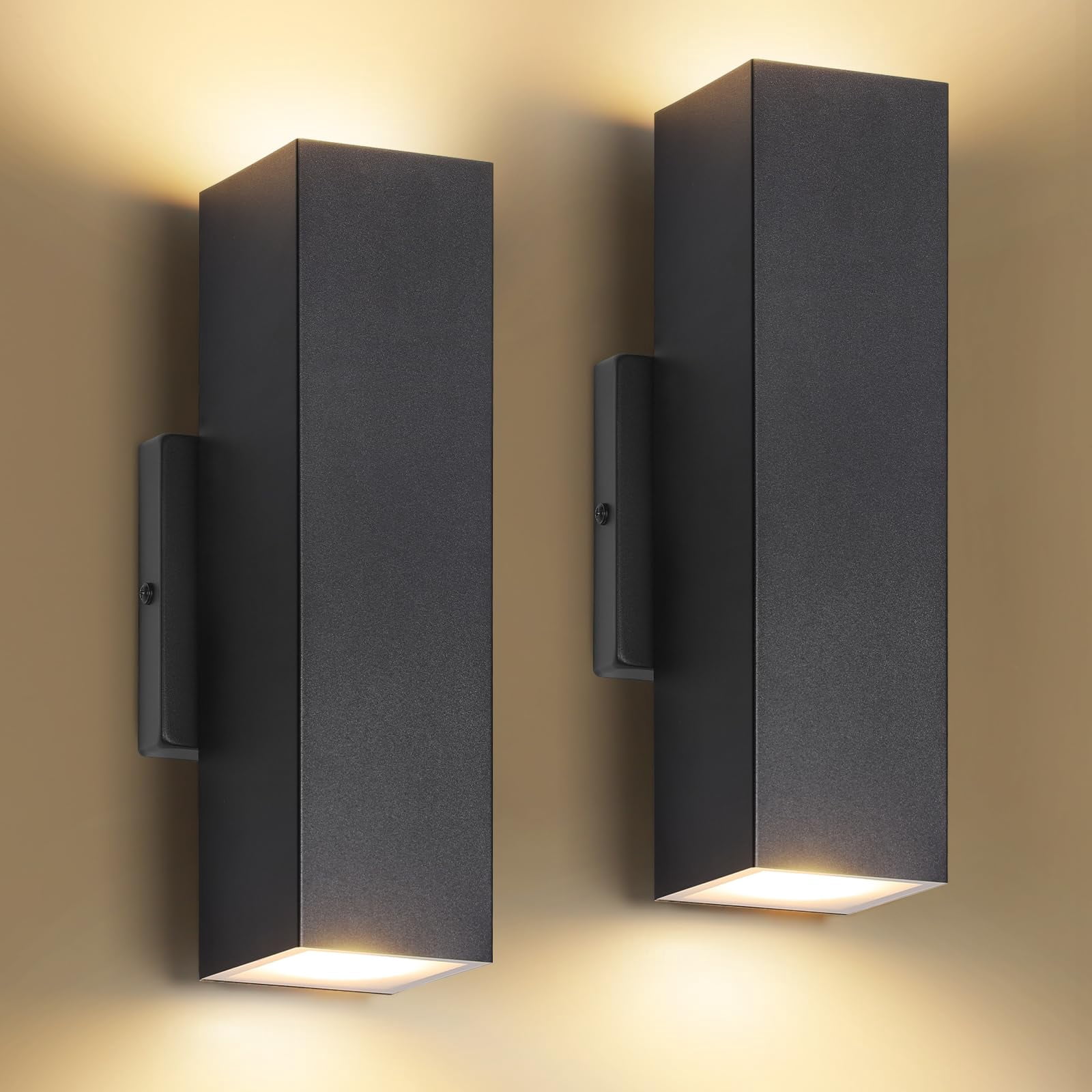 2-pack Outdoor Wall Lights  Led Up And Down Modern Sconces Porch Light Black Exterior Lighting Fixtures Mount Outside For House Front Door Garage 3000k