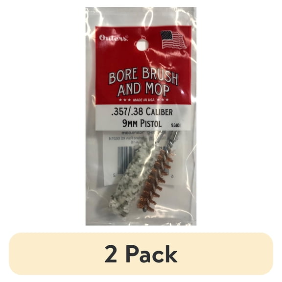 (2 pack) Outers 9mm Pistol Phosphor Bronze Brush & Cotton Mop Set, 0.357 & 0.38 Cal, 93101PDQ
