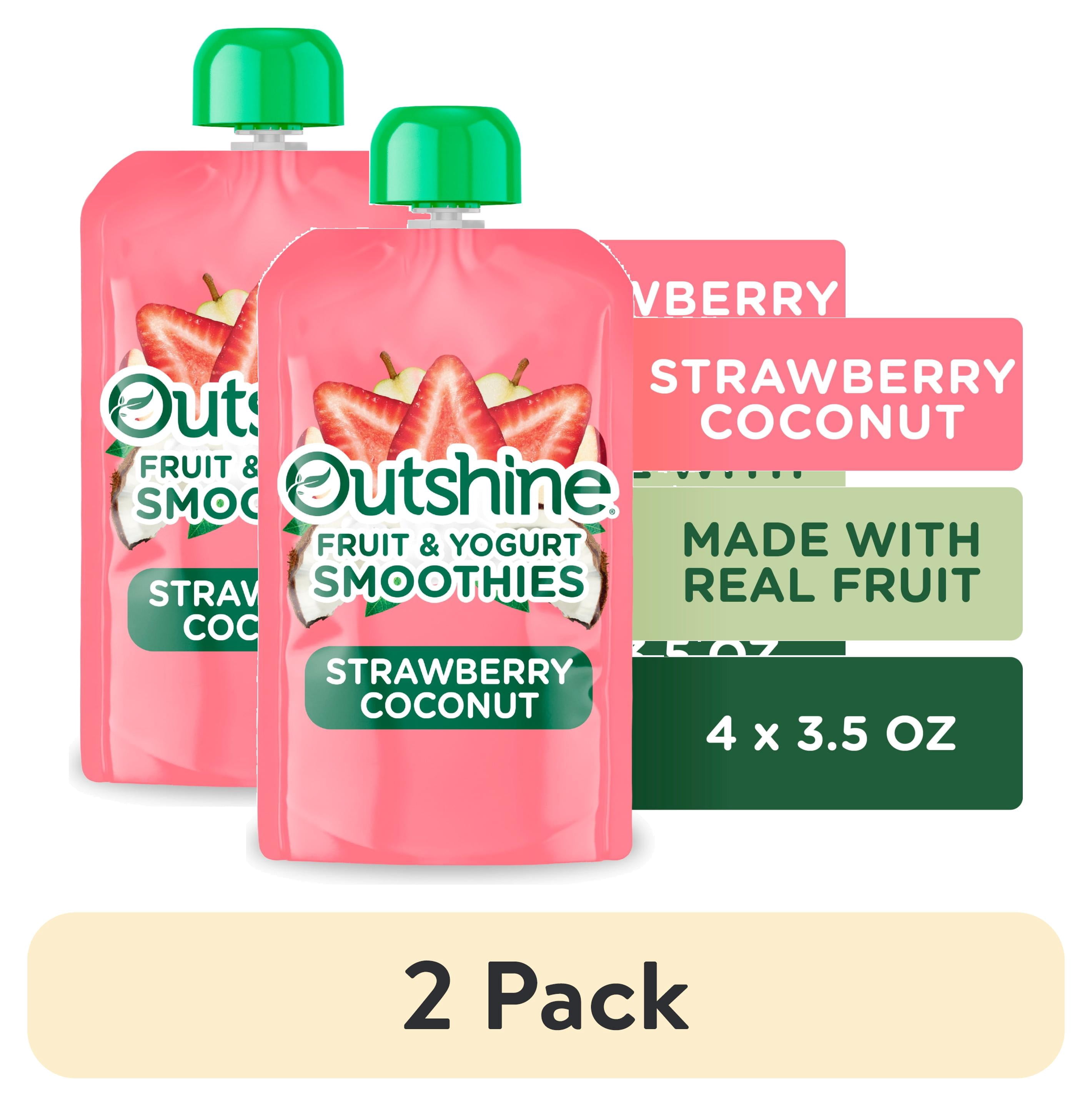 (2 pack) Outshine Fruit and Yogurt On the Go Smoothie Snacks, Strawberry Coconut, 3.5 oz Pouches (4 Pack)​