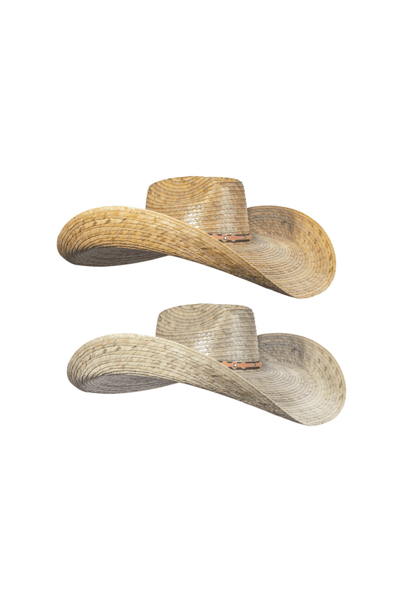 2 pack Oversized Dark and Natural Cowboy Wide Brim Straw Hat | Sombrero de Palma Grande Obscuro y Natural - MexART