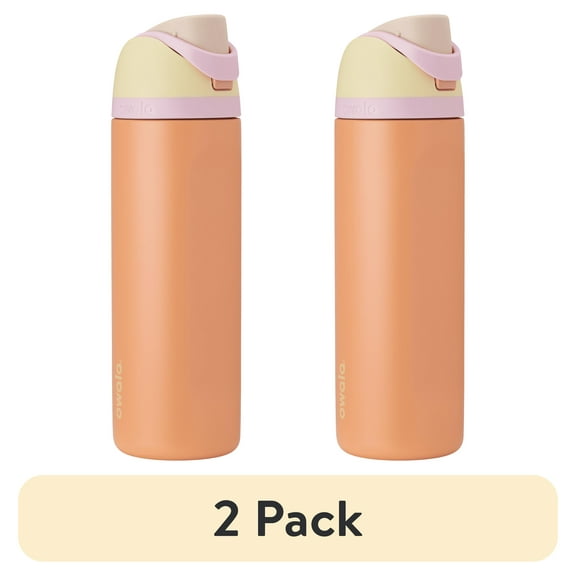 (2 pack) Owala FreeSip Stainless Steel Water Bottle, 24oz, Flamango Salmon