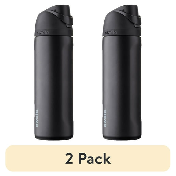 (2 pack) Owala FreeSip Stainless Steel Water Bottle, 24oz, Very Very Black