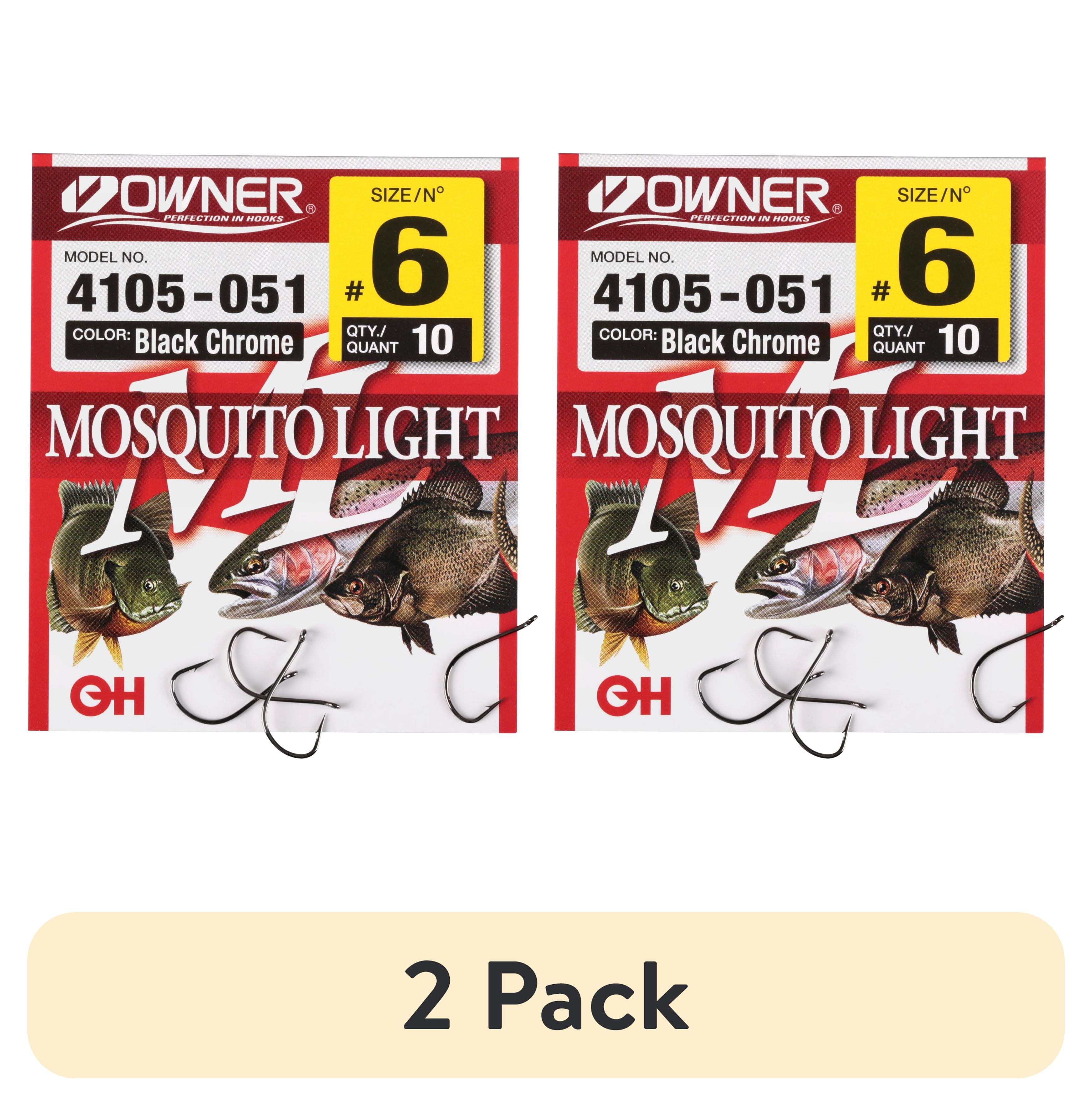 (2 pack) Owner 4105-051 Mosquito Light 10 per Pack Size 6 Fishing Hook