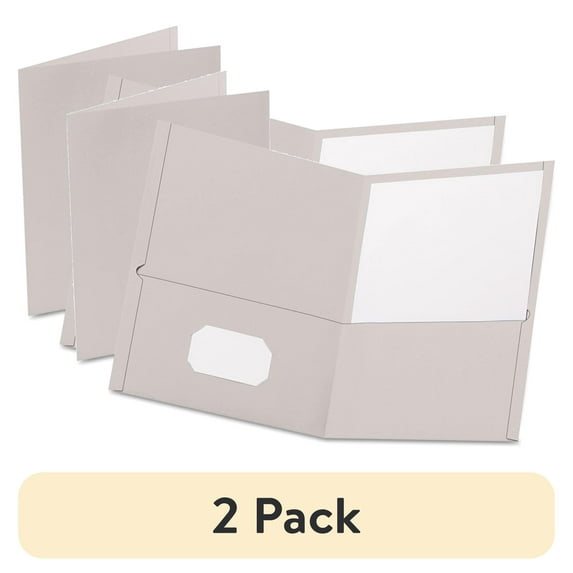 (2 pack) Oxford Twin-Pocket Folder, Embossed Leather Grain Paper, 0.5" Capacity, 11 x 8.5, Gray, 25/Box