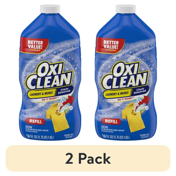 (2 pack) OxiClean Laundry Stain Remover Refill, 56 fl oz