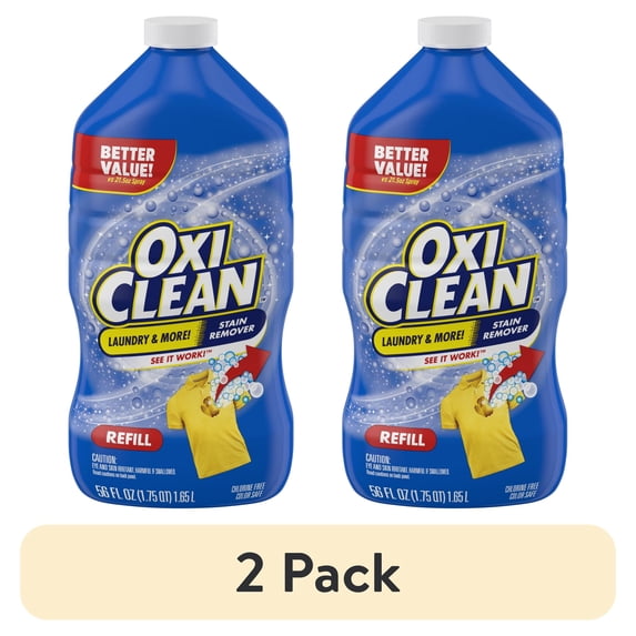 (2 pack) OxiClean Laundry Stain Remover Refill, 56 fl oz