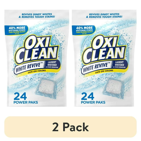 (2 pack) OxiClean White Revive Laundry Whitener and Laundry Stain Remover Power Paks, 24 Count