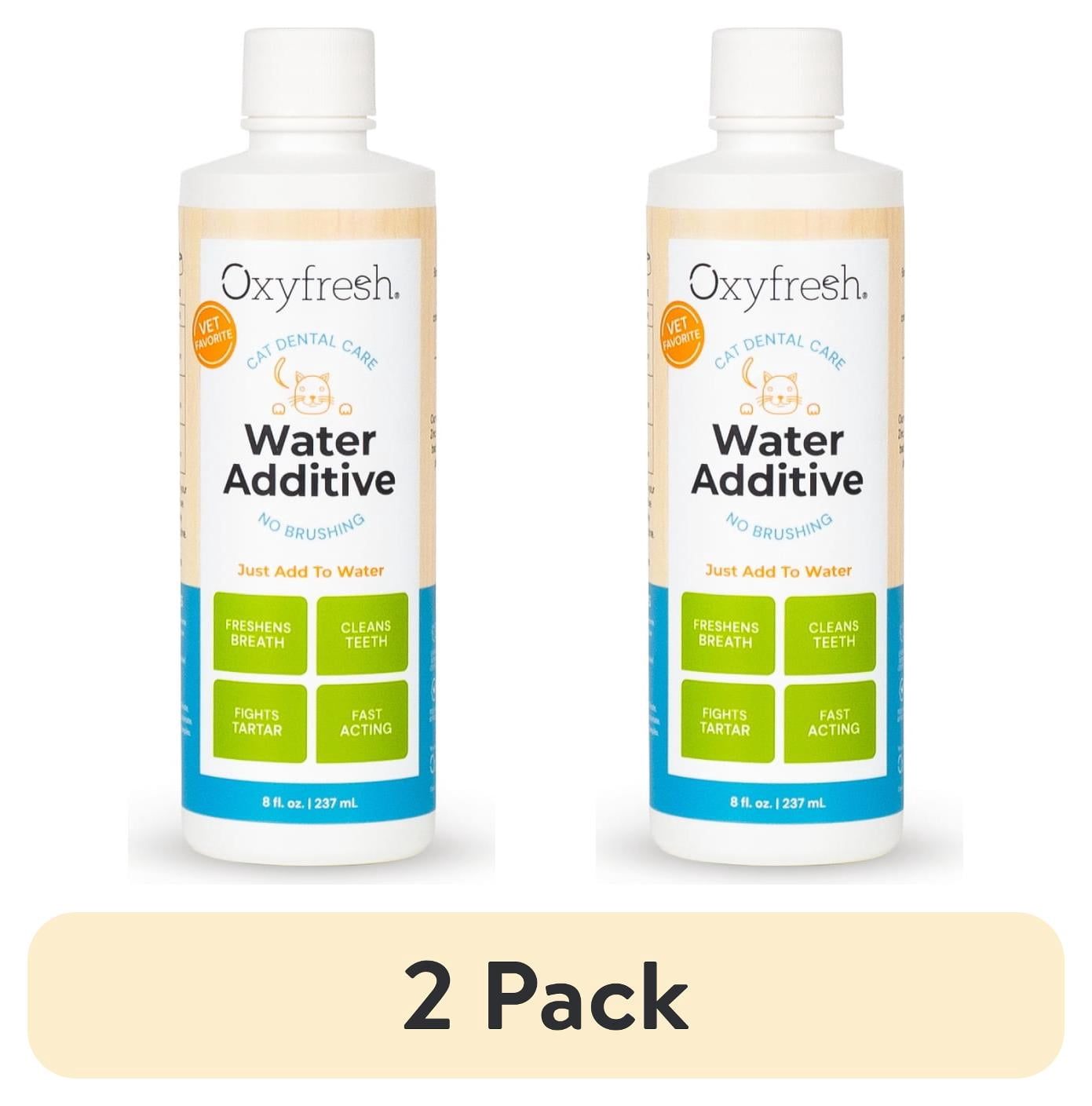(2 pack) Oxyfresh Dental Cat Water Additive, Easy Solution for Fresh Breath & Teeth Cleaning, Just Add to Water, 8 fl. oz.