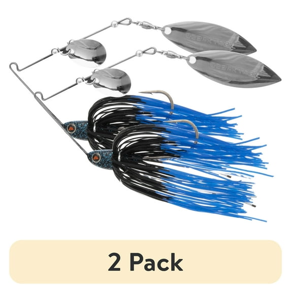 (2 pack) Ozark Trail Spinnerbait Fishing Lure 1/2 oz. – Black and Blue