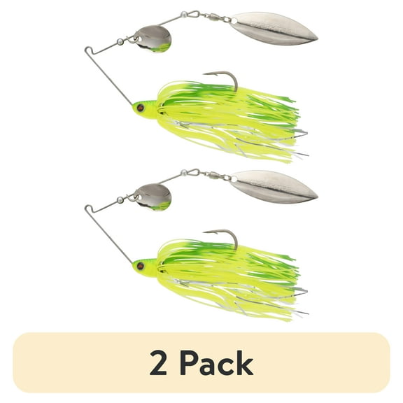 (2 pack) Ozark Trail 1/2 oz. Spinnerbait Lure for Bass Fishing, Chartreuse