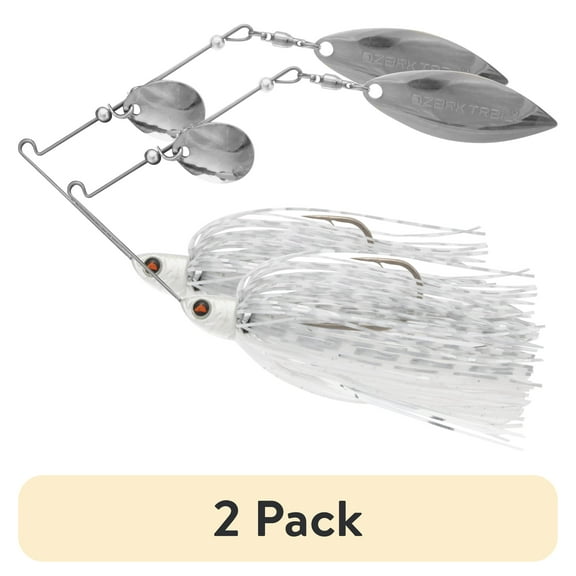 (2 pack) Ozark Trail 1/2 oz. Spinnerbait Lure for Bass Fishing, White