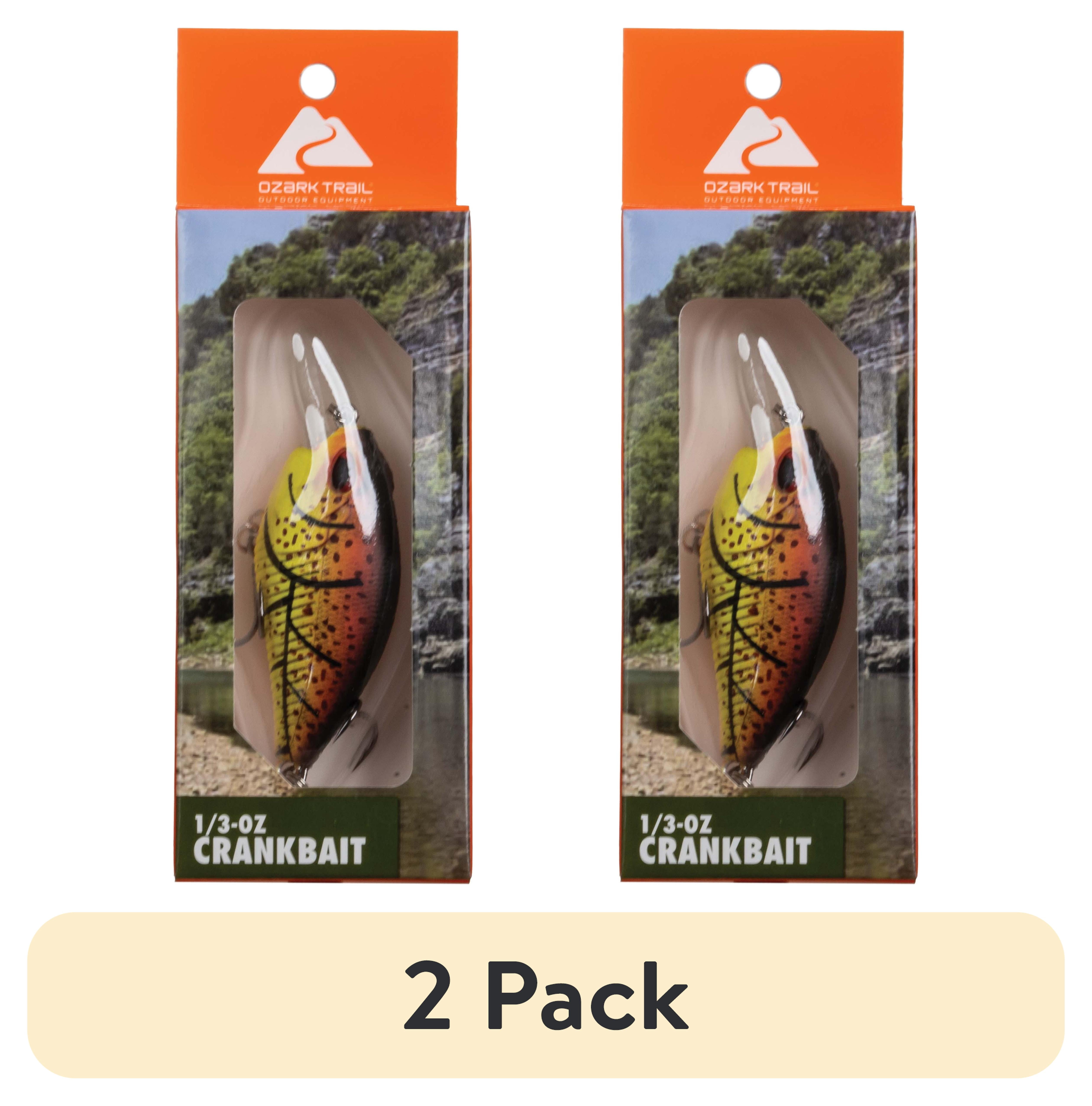 (2 pack) Ozark Trail Freshwater Crankbait Fishing Lure, Brown Craw, 1/3 oz