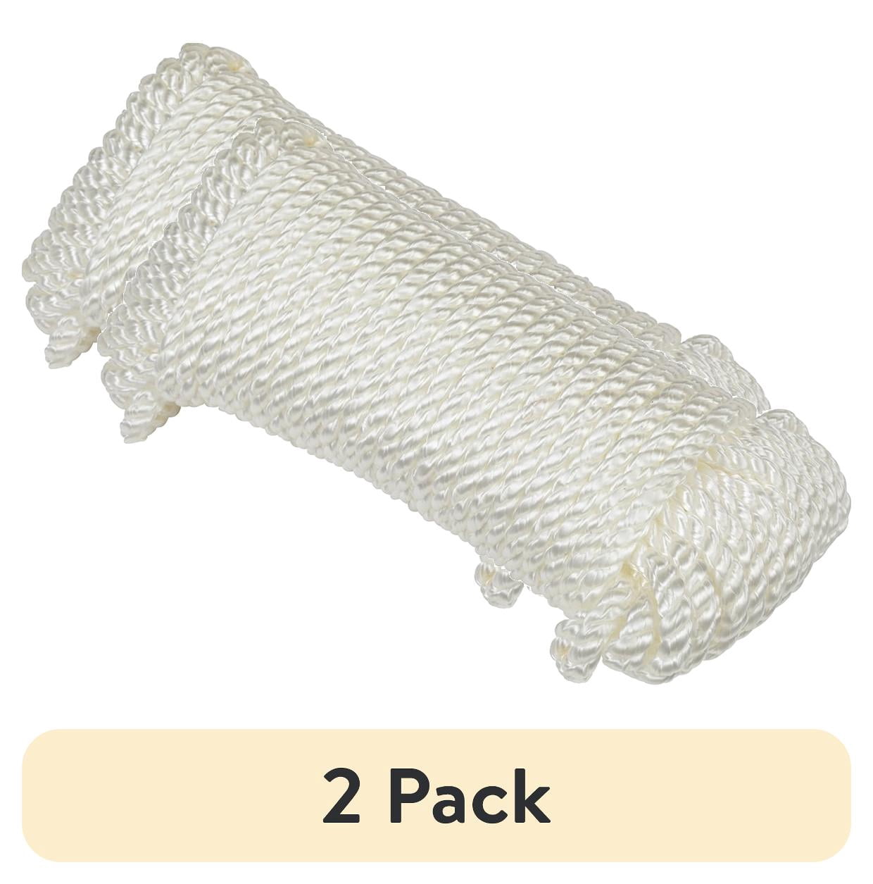 (2 pack) Ozark Trail Twisted Nylon Marine Dock Line, 1/4 in x 50 ft, 124 lb Load Capacity