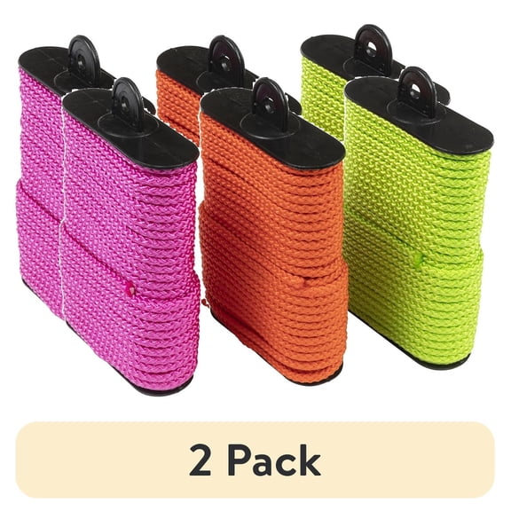 (2 pack) Ozark Trail Multifilament Polypropylene Diamond Braided Utility Line, 1/8 in x 45 ft, Floating Marine and General Purpose Rope