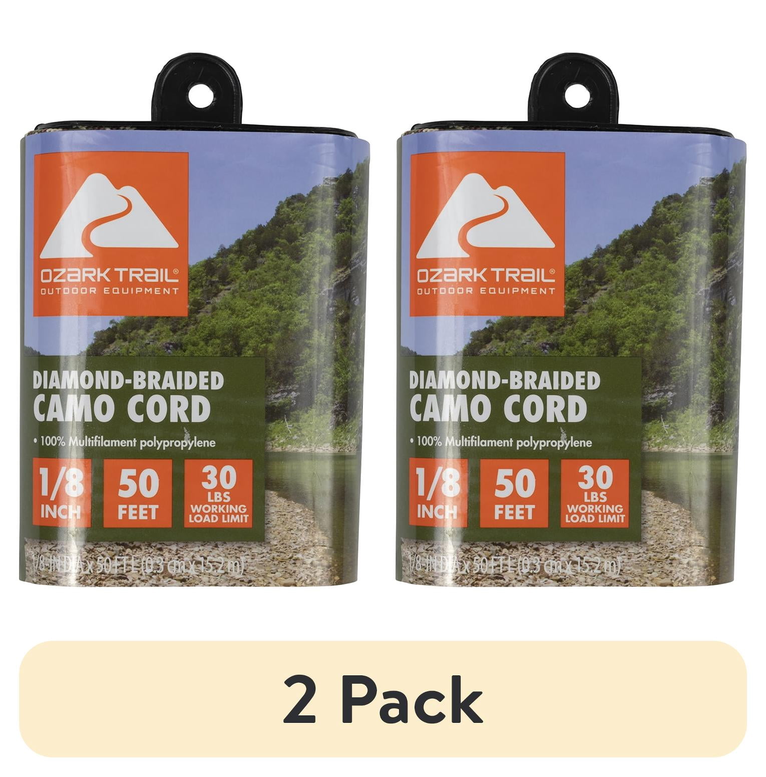 (2 pack) Ozark Trail 1/8-inch x 50-foot Diamond Braided Camo Cord Rope