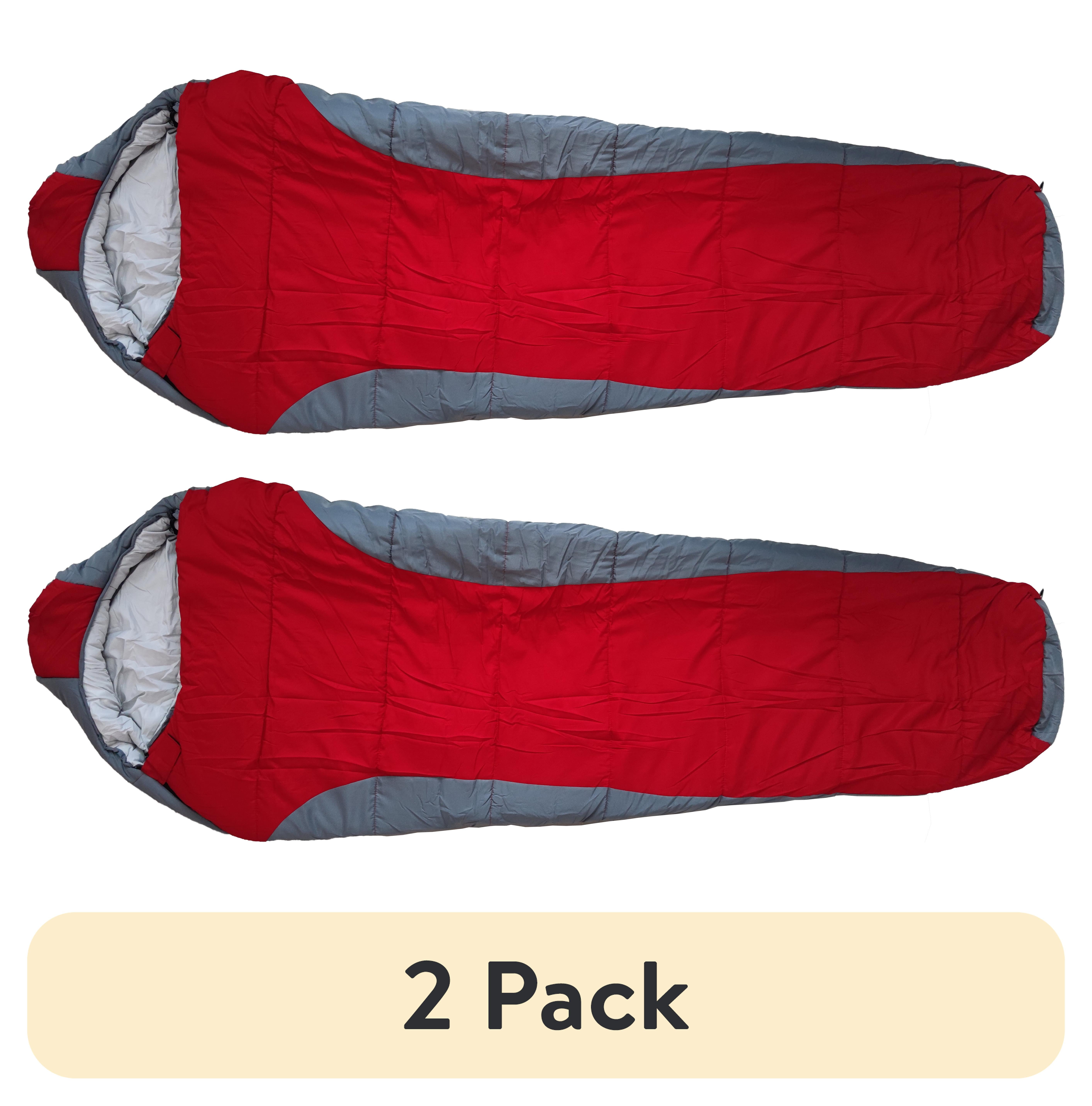 (2 pack) Ozark Trail 10-Degree Cold Weather Mummy Sleeping Bag with Soft Liner, Red, 85"x33"