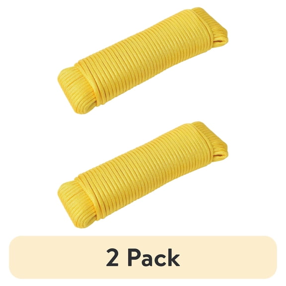 (2 pack) Ozark Trail 550 lb Polyester Paracord Rope, Yellow, 100'