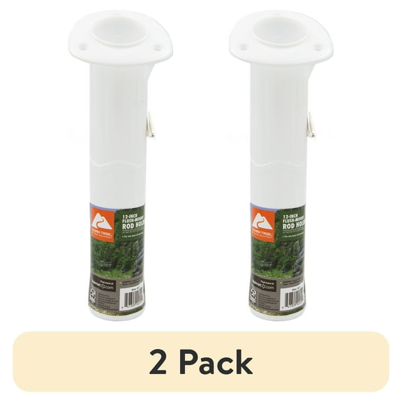 (2 pack) Ozark Trail 11-inch Flush-Mount Marine Rod Holder - White Hard Molded Plastic. Lightweight at .25 Lbs.