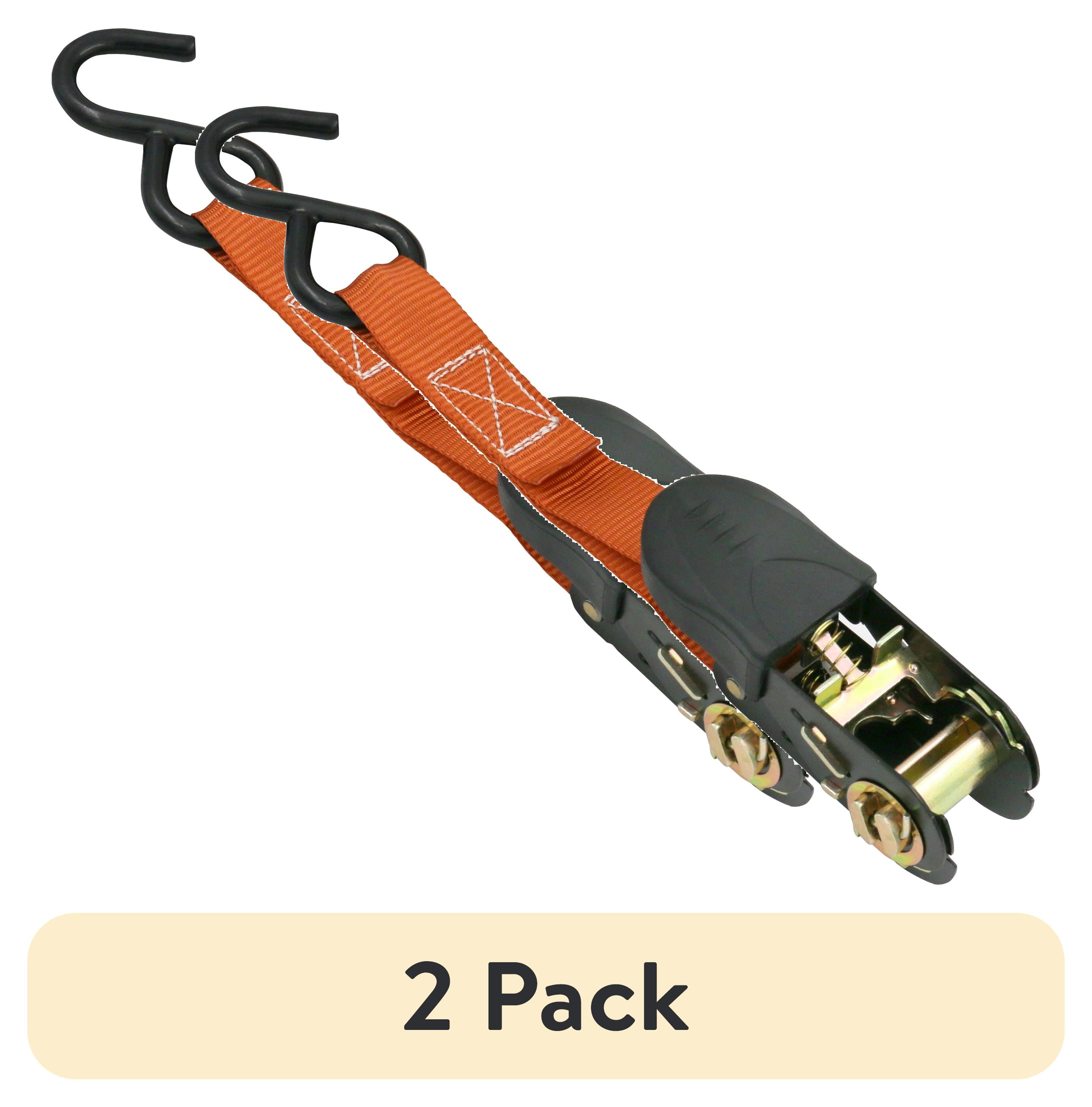 (2 pack) Ozark Trail 2 Pack 10 feet Steel Ratchet Tie Down Straps, 400 lbs, Brick Orange, 12.8 oz