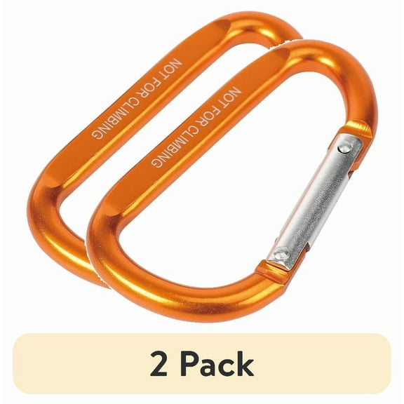 (2 pack) Ozark Trail 2 pack Spring Loaded D-shaped Aluminum Carabiners, 6 Centimeters, Model 70026