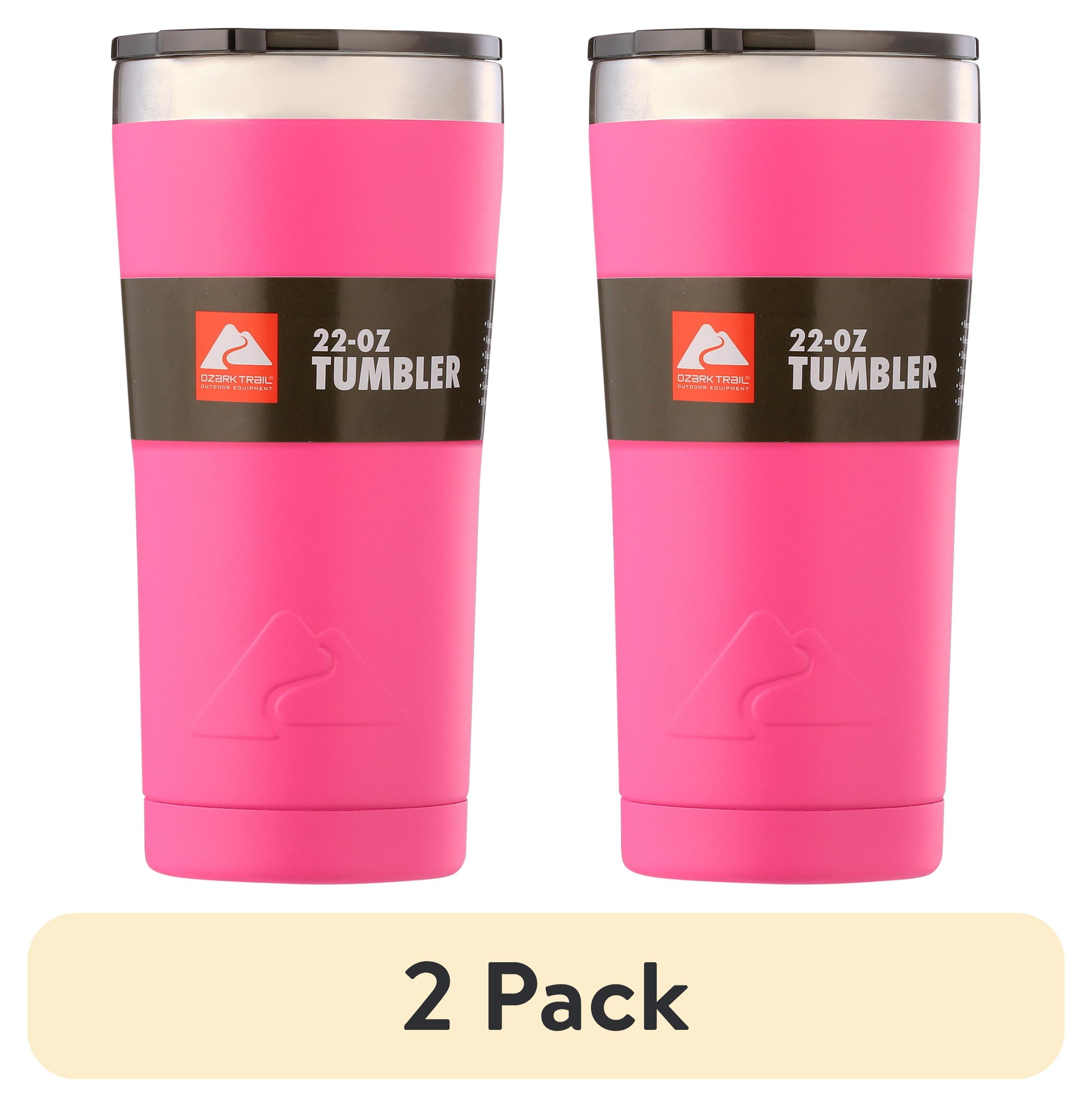 (2 pack) Ozark Trail 22 oz Insulated Stainless Steel Tumbler, Hot Pink