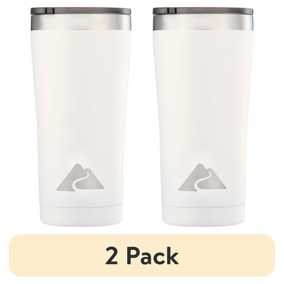 (2 pack) Ozark Trail 22 oz Vacuum Insulated Stainless Steel Tumbler, White