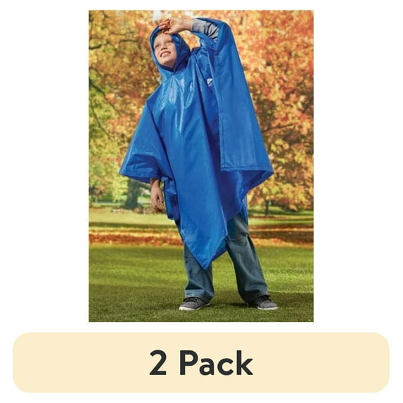 (2 pack) Ozark Trail 3/4 Sleeve PE/EVA Raincoat Single-Breasted Poncho, for Child, 1 Pack, for Boys and Girls, One Size Fits Most Children
