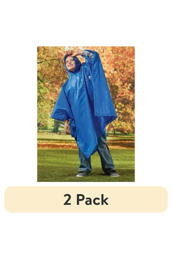 (2 pack) Ozark Trail 3/4 Sleeve PE/EVA Raincoat Single-Breasted Poncho, for Child, 1 Pack, for Boys and Girls, One Size Fits Most Children