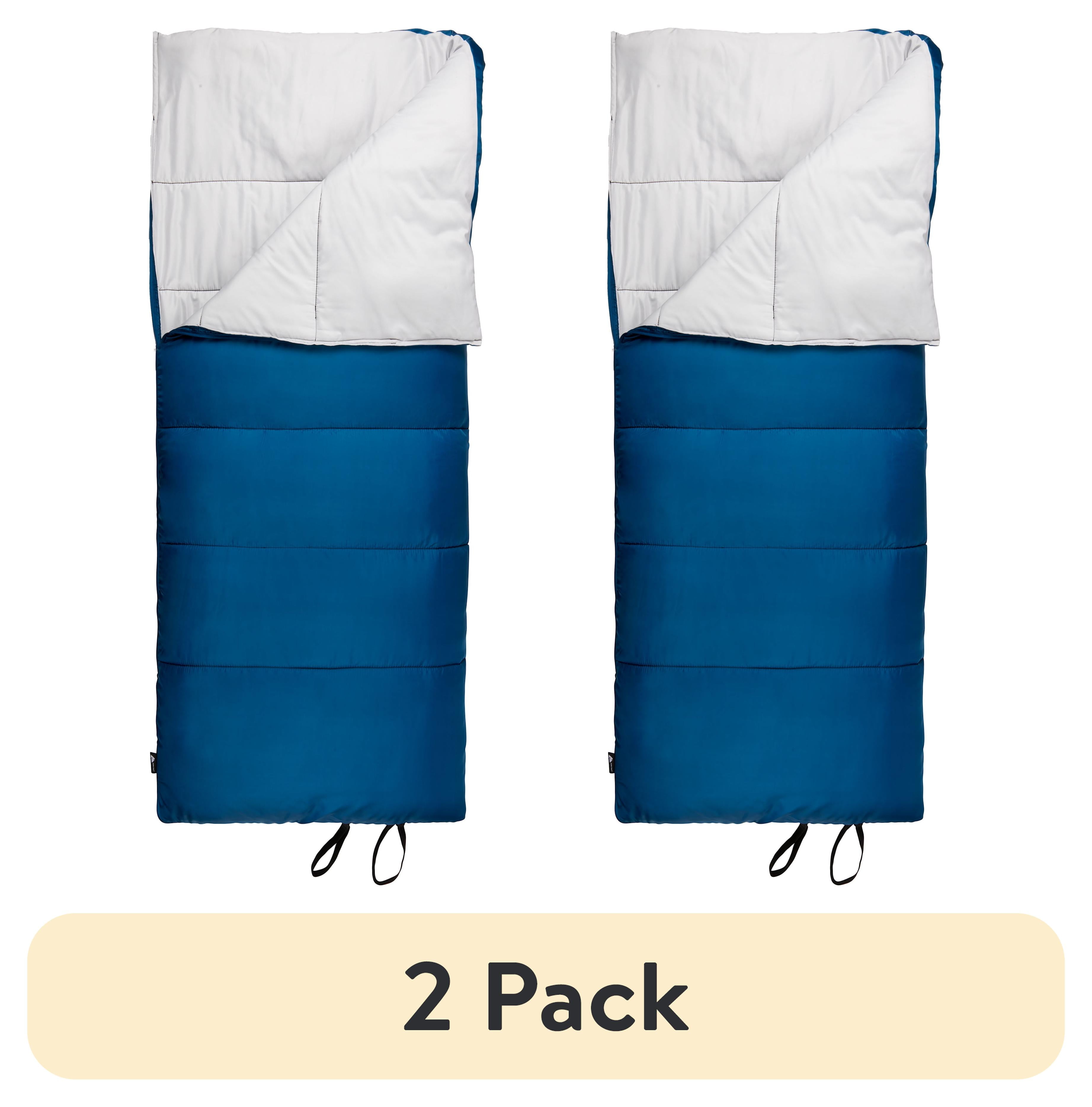 (2 pack) Ozark Trail 35-Degree Cool Weather Rectangular Sleeping Bag, Blue, 33"x77"