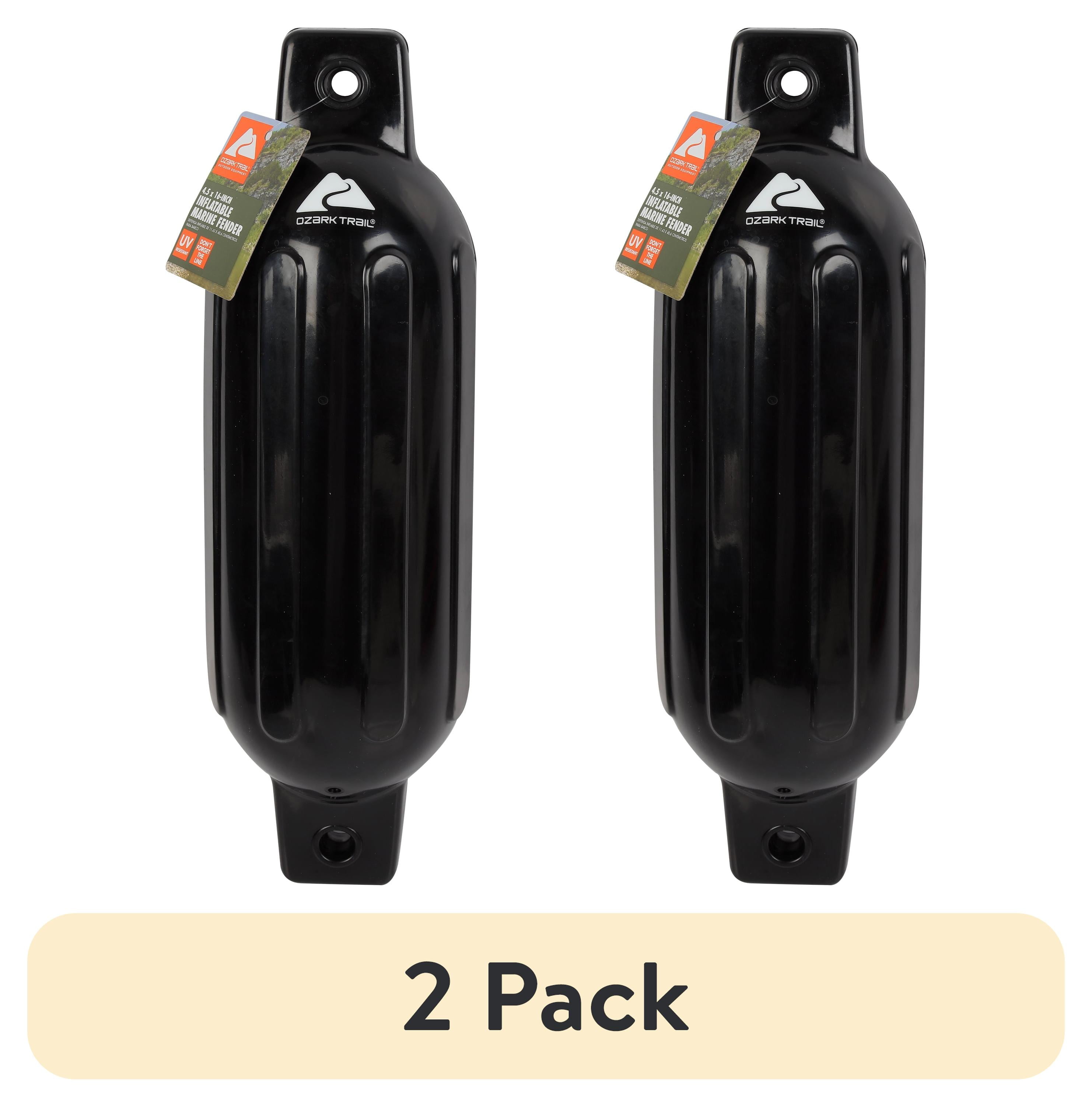 (2 pack) Ozark Trail 4.5" x 16" Inflatable Boat Bumper Marine Boat Fender, Black