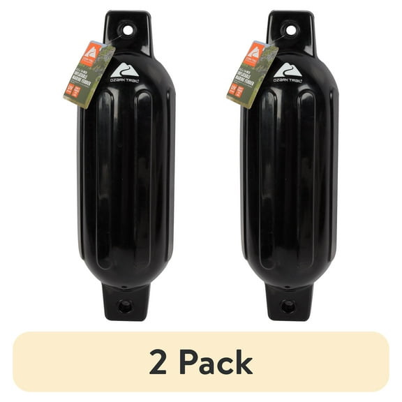 (2 pack) Ozark Trail 4.5" x 16" Inflatable Boat Bumper Marine Boat Fender, Black