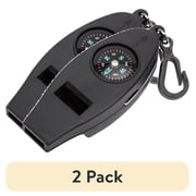 (2 pack) Ozark Trail 4-Function Plastic Whistle, Black