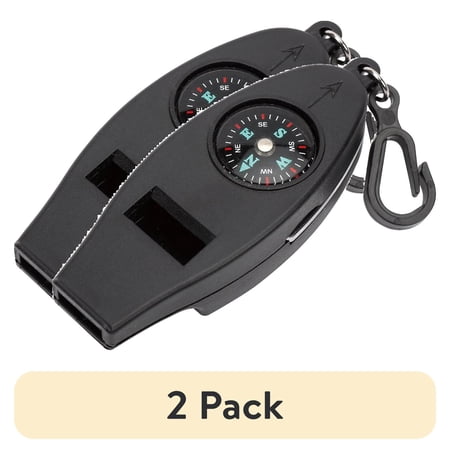 (2 pack) Ozark Trail 4-Function Plastic Whistle, Black