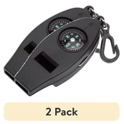 (2 pack) Ozark Trail 4-Function Plastic Whistle, Black