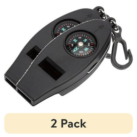 (2 pack) Ozark Trail 4-Function Plastic Whistle, Black