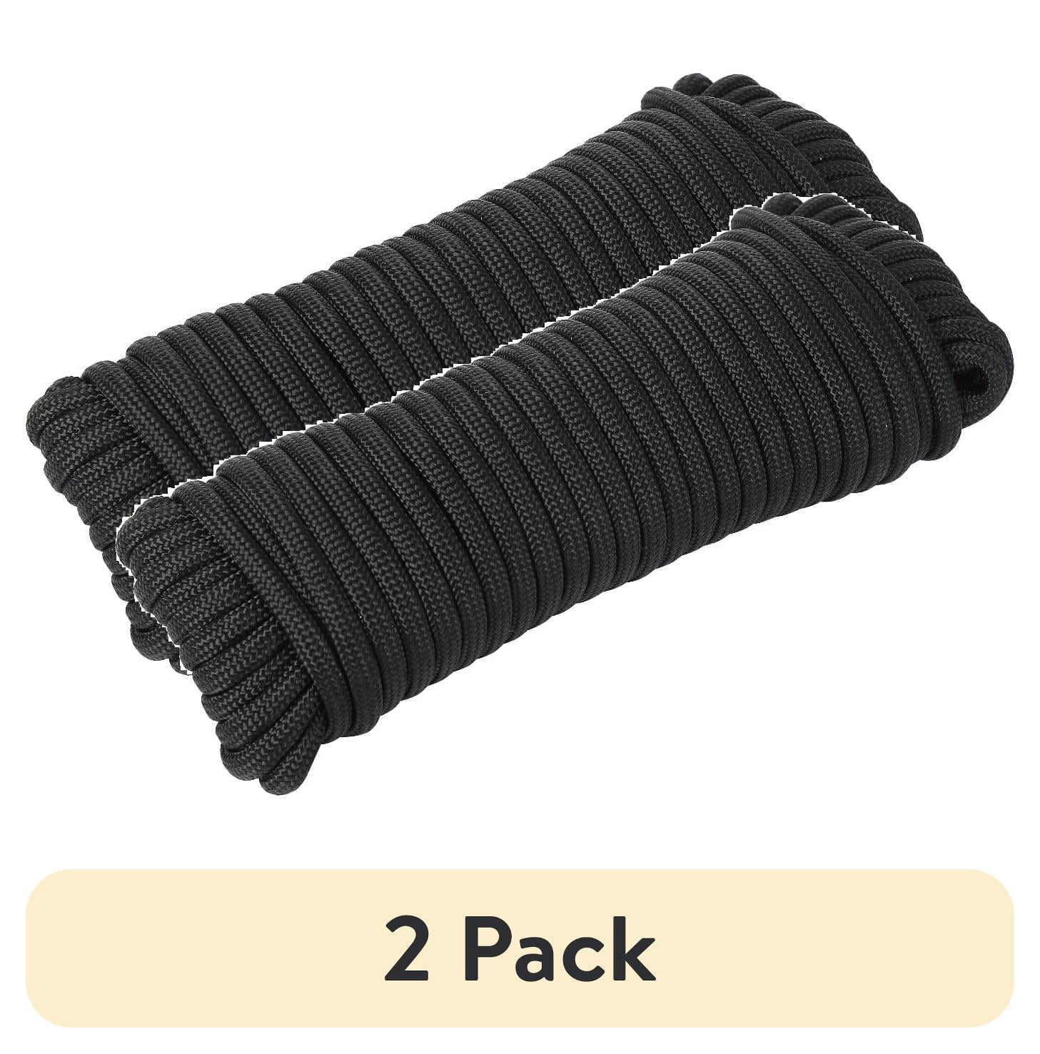 (2 pack) Ozark Trail 1100 lb Polyester Paracord Rope, Black, 50'