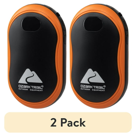 (2 pack) Ozark Trail 5200mAh Orange Rechargeable Portable 3 Temp Hand Warmer for Camping