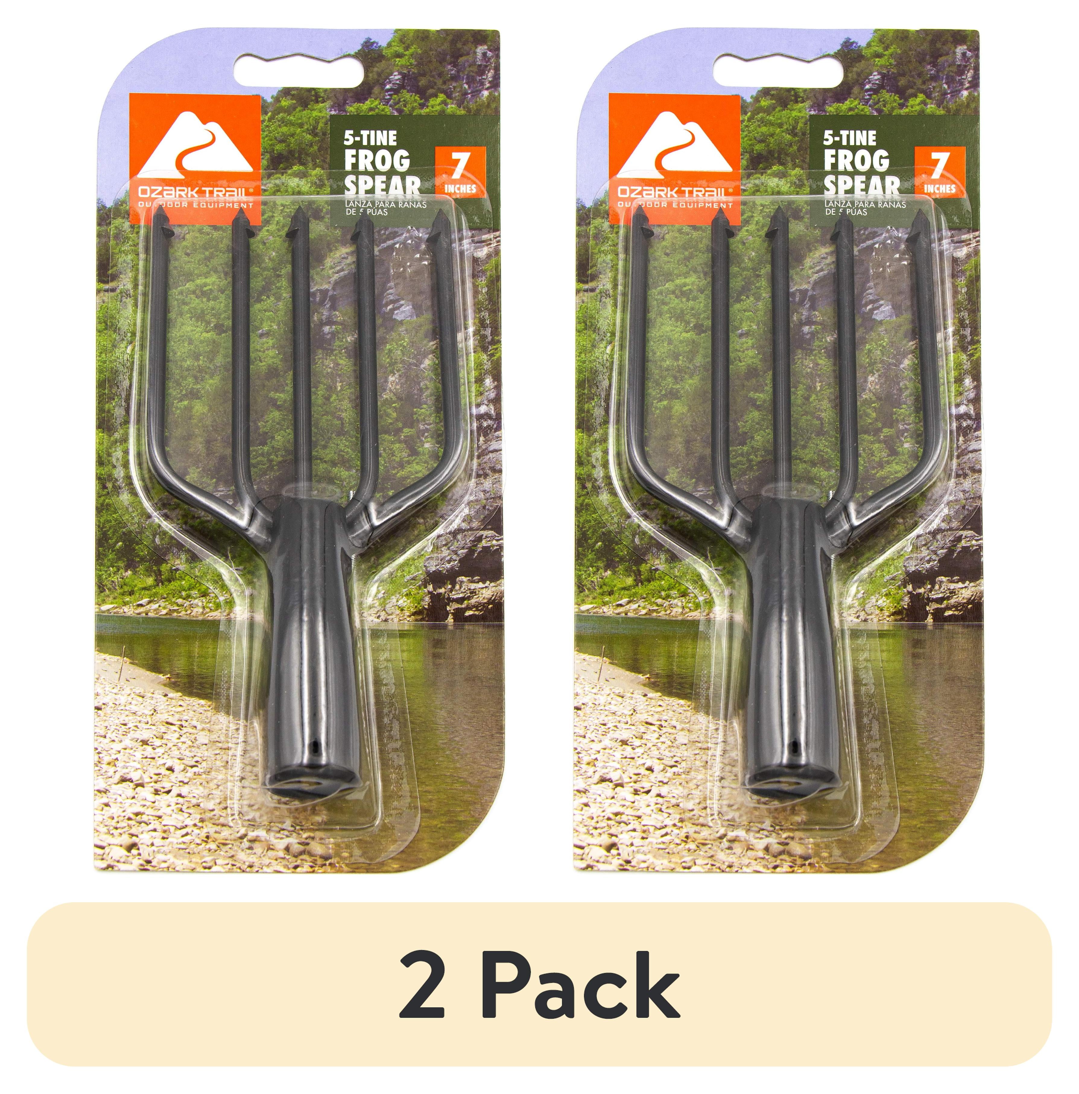 (2 pack) Ozark Trail 5 Tine Frog Spear Head, 6.3 in Tempered Steel Gig for Frog and Small Fish Gigging