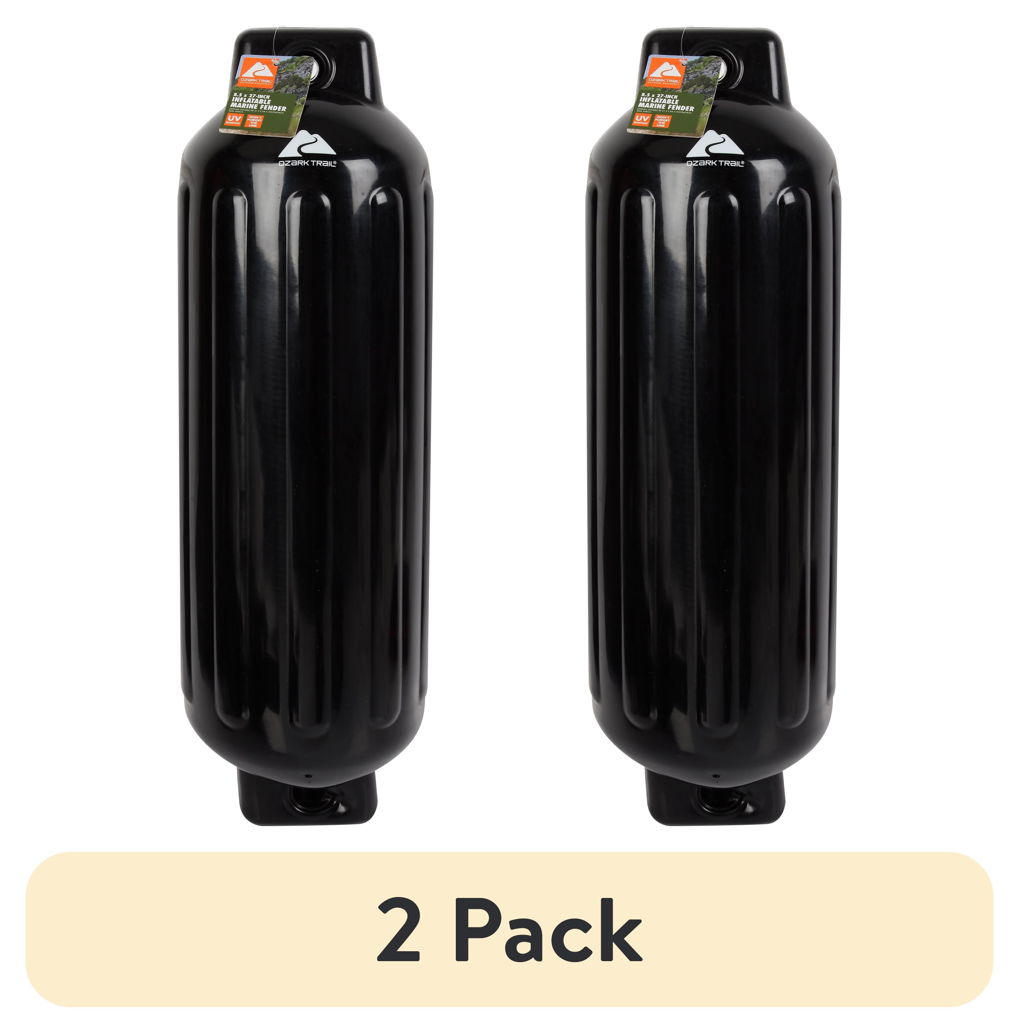 (2 pack) Ozark Trail 8.5" x 27" Inflatable Boat Bumper Marine Boat Fender, Black
