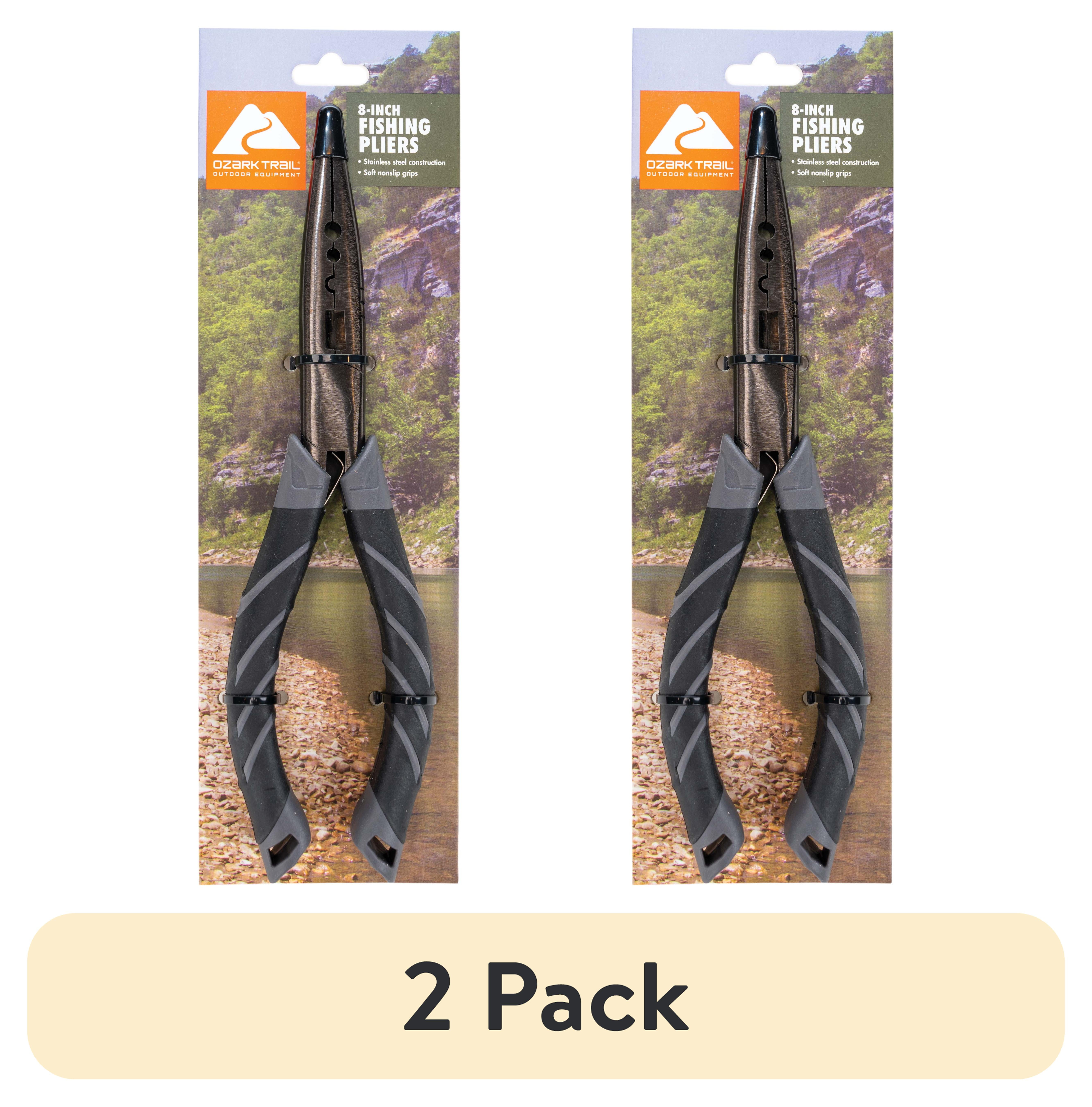 (2 pack) Ozark Trail 8 in Stainless Steel Fishing Pliers with Soft Grip and Wire Cutter