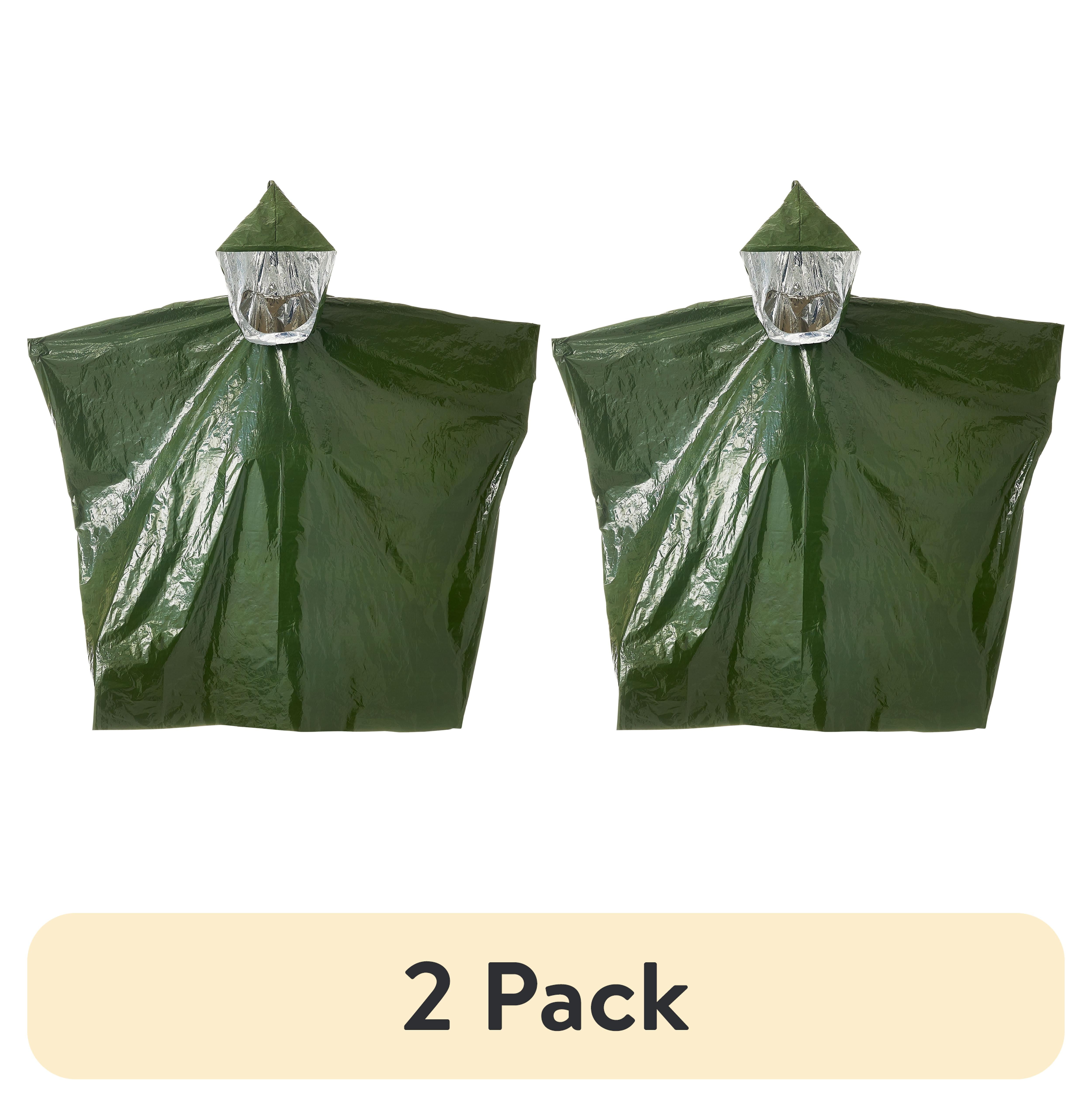 (2 pack) Ozark Trail Adult Heat-Retaining Poncho with Hood, Water-Resistant, Unisex