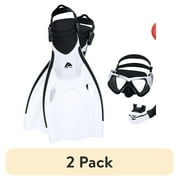 (2 pack) Ozark Trail Adult Plastic Dominator Pro Snorkel Set White S/M - 3 Pieces