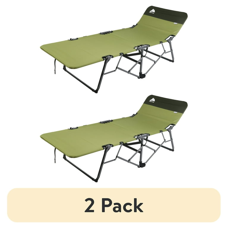 2 pack) Ozark Trail Adult Quick Fold Speedy Camp Cot, Green, 79