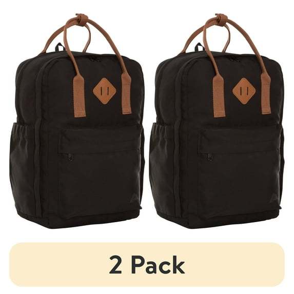 (2 pack) Ozark Trail Asheville Dual-Carry Backpack 22 Liter, Black, Polyester, Adult, Teen, Unisex