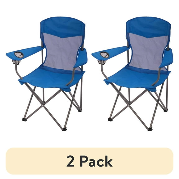 (2 pack) Ozark Trail Basic Mesh Chair Blue, Adult, 32.28in x 20.28in x 37.60in