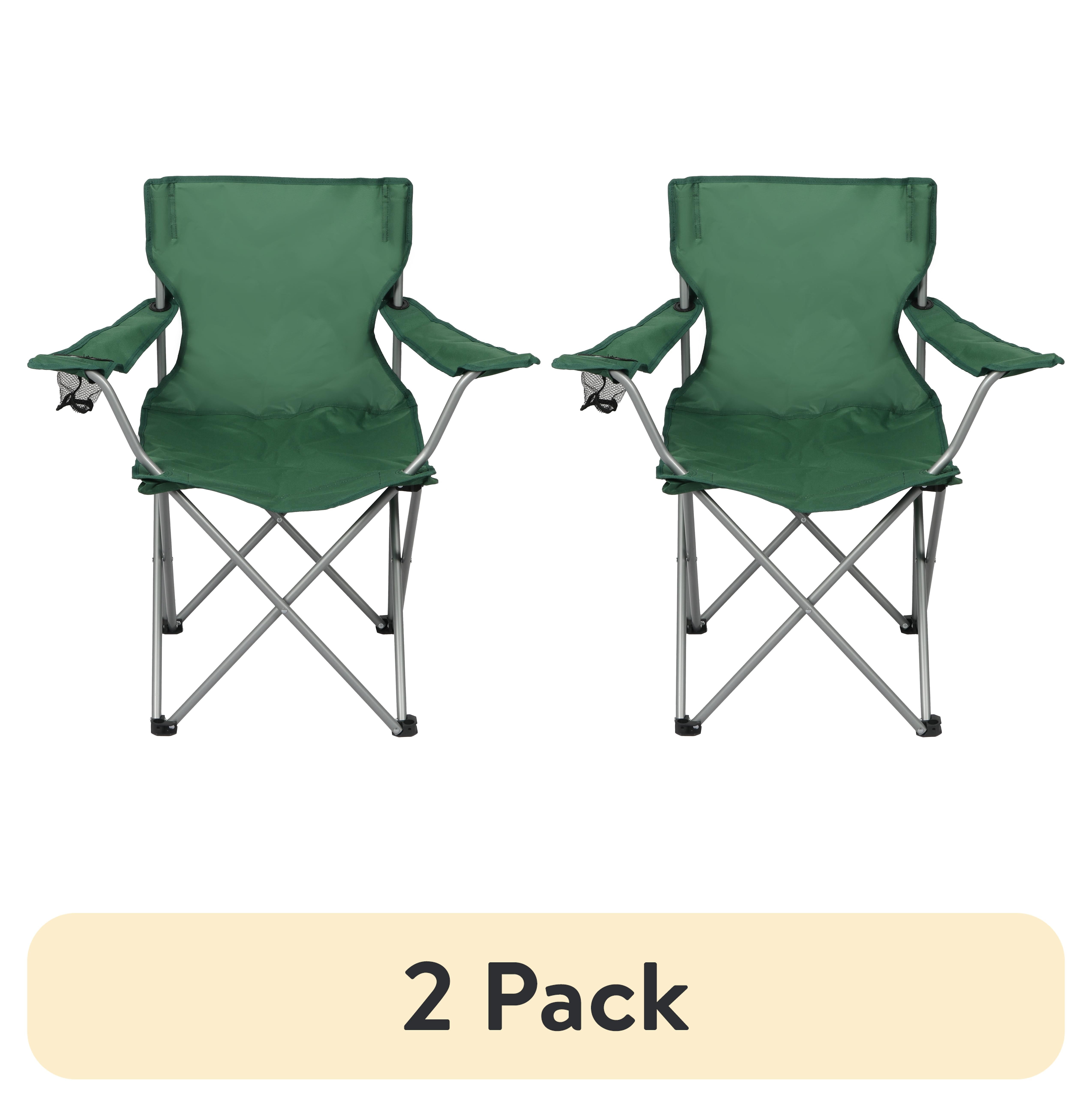 (2 pack) Ozark Trail Basic Quad Folding Camp Chair with Cup Holder, Green, Adult - Walmart.com