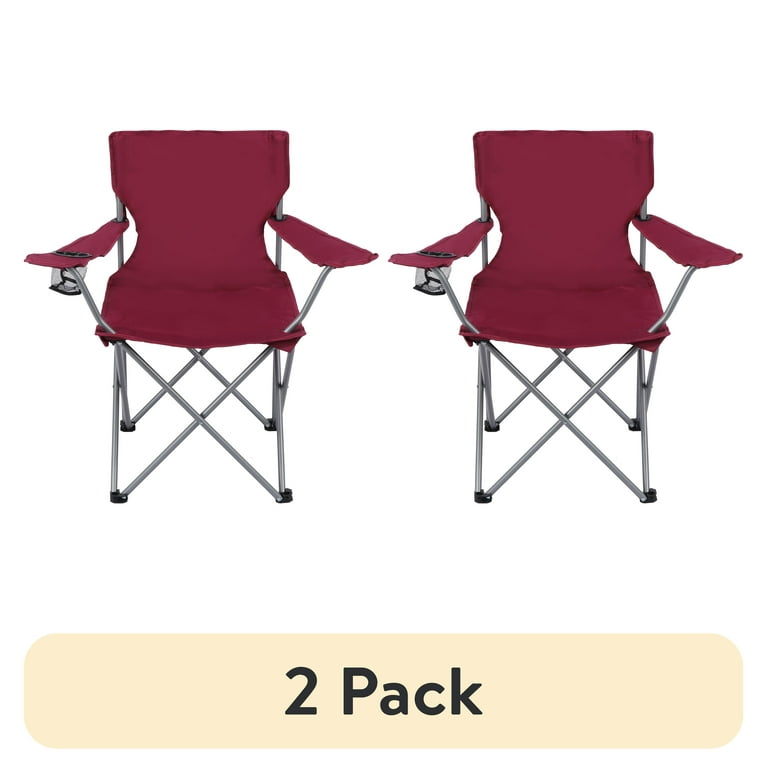 Ozark Trail Quad Folding Camp Chair With Cup Holder - Portable, Water-Resistant, Steel Frame, Choose Your Color